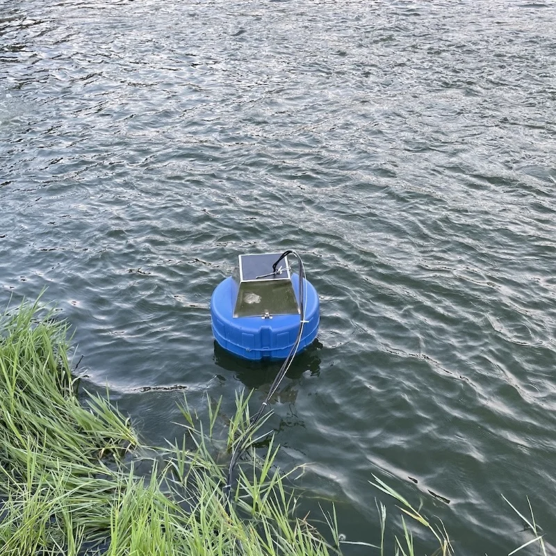 Water-quality monitoring equipment at a shrimp farm